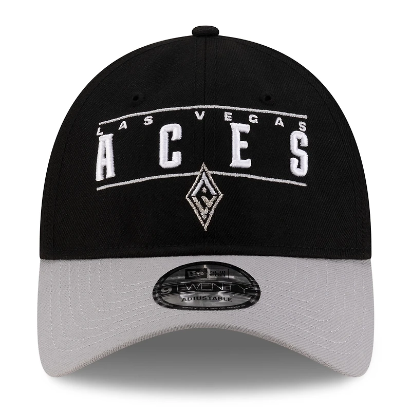 Casquette ajustable unisexe New Era noire/argentée Las Vegas Aces 2025 WNBA Draft 9TWENTY