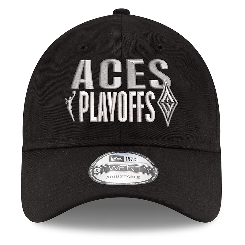 Casquette ajustable unisexe New Era noire Las Vegas Aces 2025 WNBA Playoffs 9TWENTY