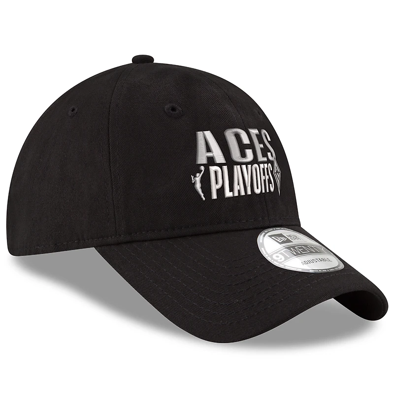 Casquette ajustable unisexe New Era noire Las Vegas Aces 2025 WNBA Playoffs 9TWENTY