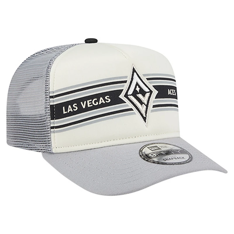 Casquette de camionneur ajustable unisexe New Era 9FIFTY A-Frame blanche/grise avec bannière en mousse sur le devant des Las Vegas Aces