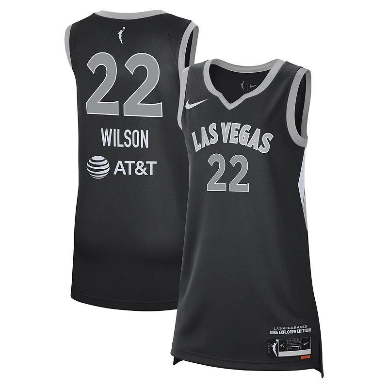 Maillot de joueur unisexe Nike A'ja Wilson noir Las Vegas Aces Explorer Edition