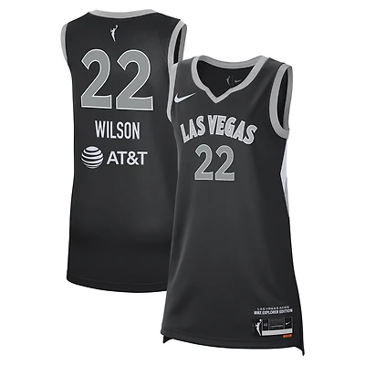 Maillot de joueur unisexe Nike A'ja Wilson noir Las Vegas Aces Explorer Edition