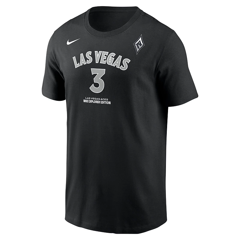 T-shirt unisexe avec nom et numéro Nike Candace Parker, noir, Las Vegas Aces Explorer Edition