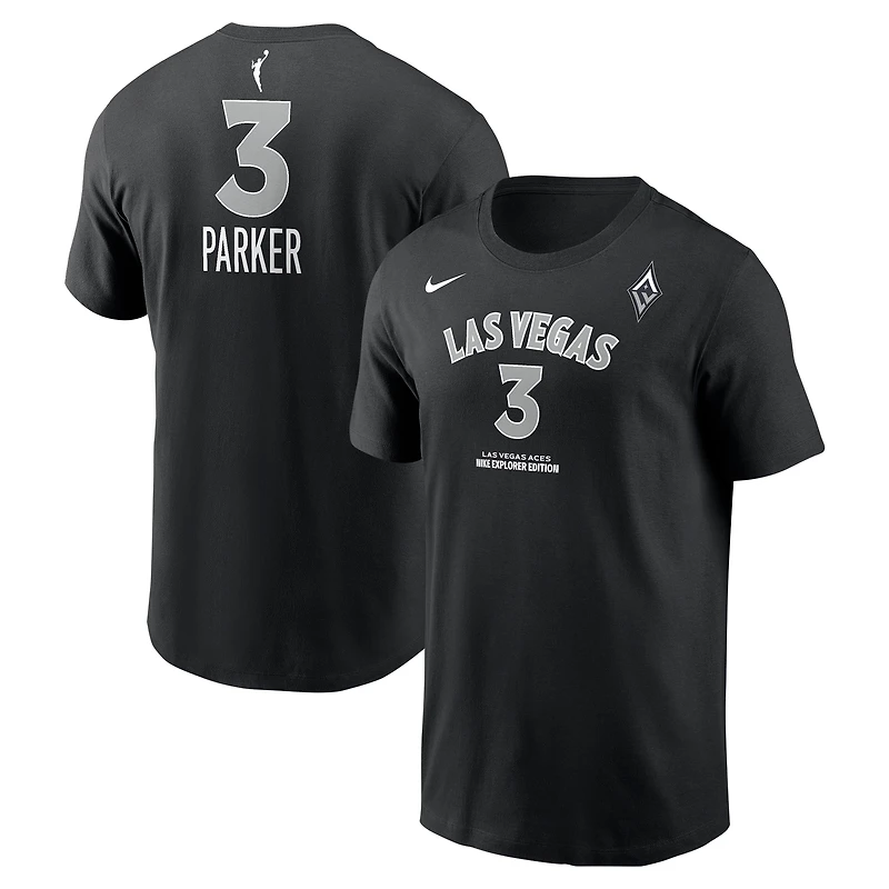 T-shirt unisexe avec nom et numéro Nike Candace Parker, noir, Las Vegas Aces Explorer Edition