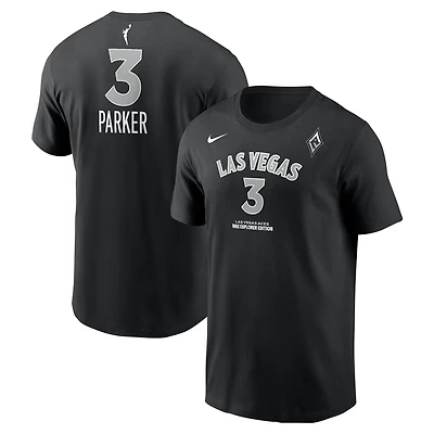 T-shirt unisexe avec nom et numéro Nike Candace Parker, noir, Las Vegas Aces Explorer Edition