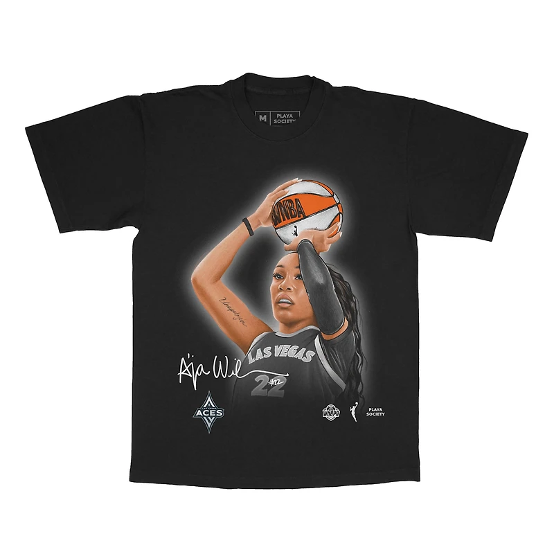 T-shirt unisexe noir à motif Las Vegas Aces de la Playa Society A'ja Wilson