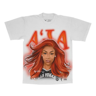 Unisex Playa Society A'ja Wilson White Las Vegas Aces Player T-Shirt
