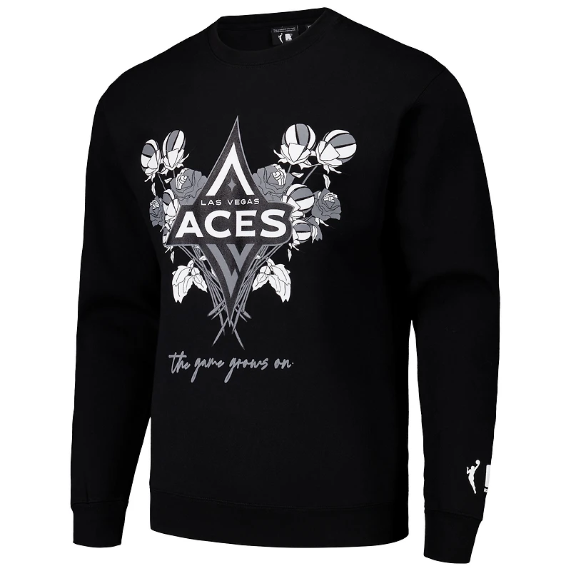 Unisex round21 Black Las Vegas Aces Bloom Pullover Crew Sweatshirt