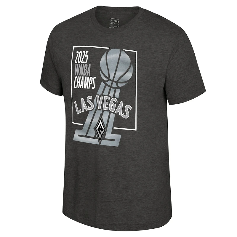 Unisex Stadium Essentials Heather Charcoal Las Vegas Aces 2025 WNBA Finals Champions Jersey Roster T-Shirt