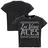 Women's Sportiqe  Black Las Vegas Aces Rock & Roll Collection Gwen Mineral Wash Cropped T-Shirt
