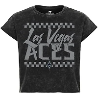Women's Sportiqe  Black Las Vegas Aces Rock & Roll Collection Gwen Mineral Wash Cropped T-Shirt