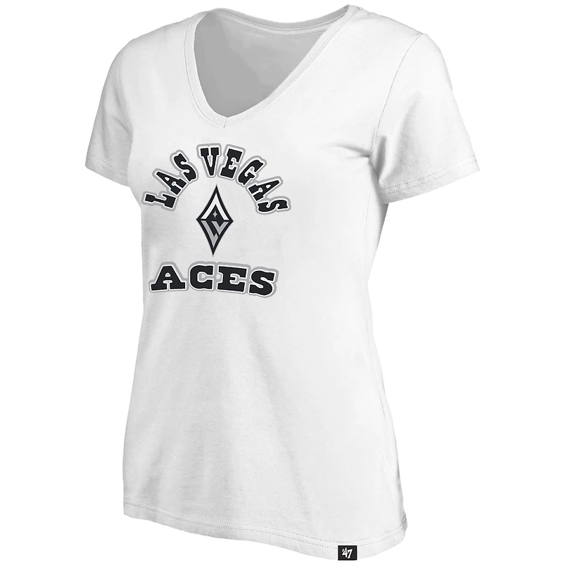 Women's '47 White Las Vegas Aces Logo Lockup V-Neck Plus T-Shirt