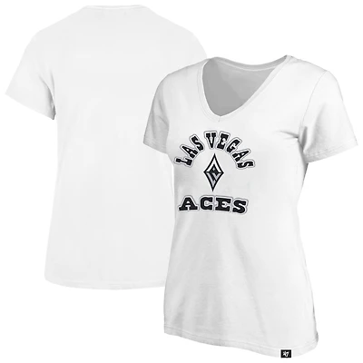 Women's '47 White Las Vegas Aces Logo Lockup V-Neck Plus T-Shirt