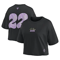 Women's Fanatics A'ja Wilson Black Las Vegas Aces Name & Number Cropped Top