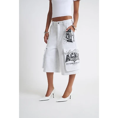 Short cargo en polaire gris chiné pour femme des Aces de Las Vegas