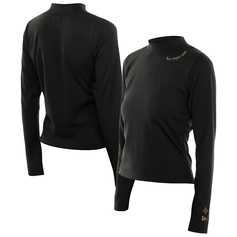 Women's New Era  Black Las Vegas Aces Glam Game Mock Neck Long-Sleeve T-Shirt