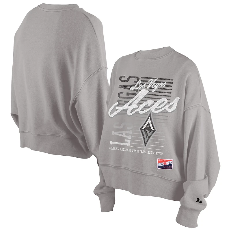 Women's New Era Silver Las Vegas Aces Oversized Mineral Wash Sweatshirt