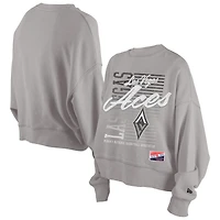 Women's New Era Silver Las Vegas Aces Oversized Mineral Wash Sweatshirt
