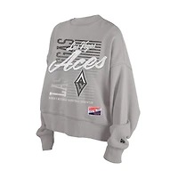 Women's New Era Silver Las Vegas Aces Oversized Mineral Wash Sweatshirt