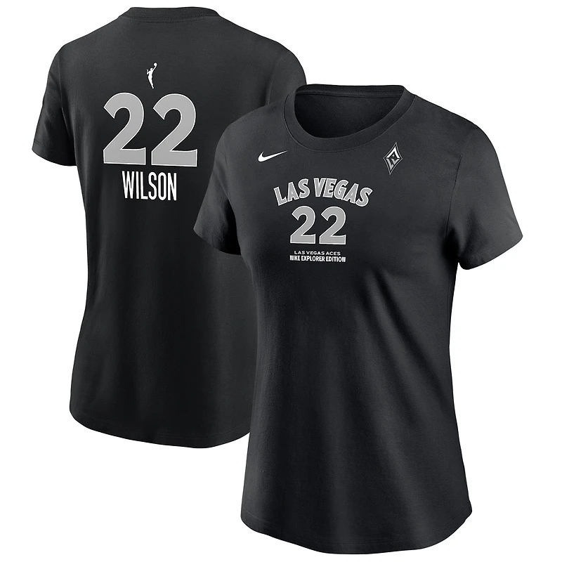 T-shirt Nike A'ja Wilson noir Las Vegas Aces, édition Explorer, pour femme