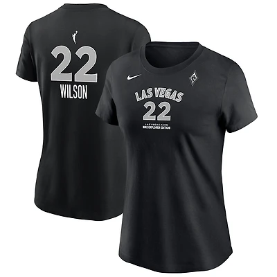 T-shirt Nike A'ja Wilson noir Las Vegas Aces, édition Explorer, pour femme