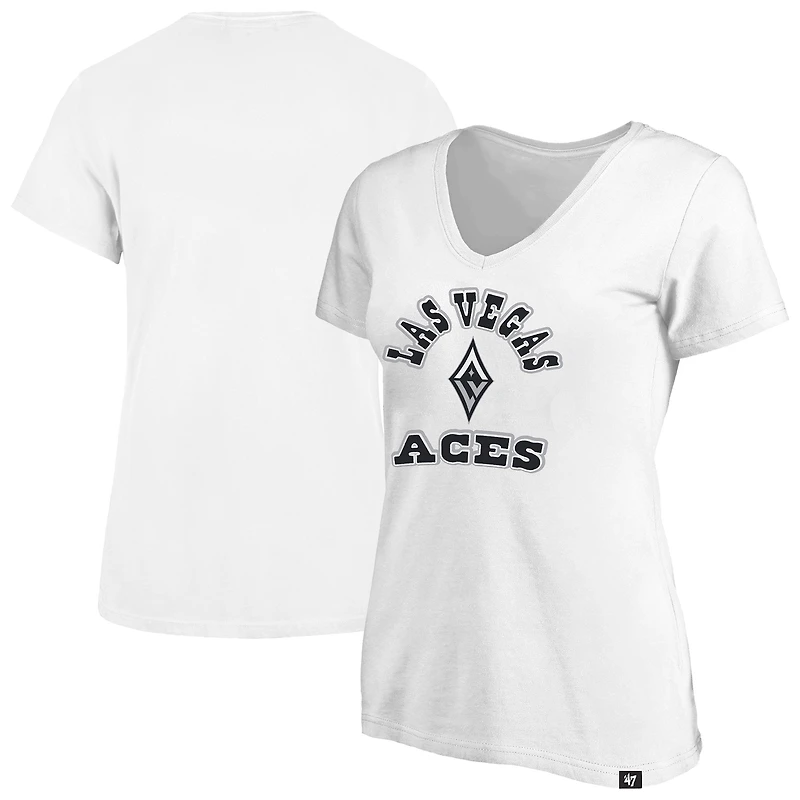 T-shirt col V blanc grande taille avec logo Las Vegas Aces et inscription « Profil x 47 » pour femme