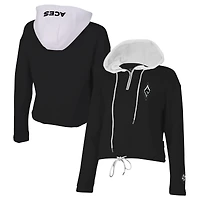 Sweat à capuche noir quart de zip Stadium Essentials pour femmes Las Vegas Aces Game Plan
