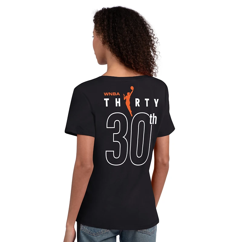 T-shirt à col rond Starter noir pour femmes, édition spéciale 30e anniversaire des Aces de Las Vegas (WNBA)