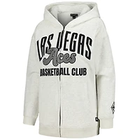 Women's The Wild Collective Heather Gray Las Vegas Aces Washed Full-Zip Hoodie