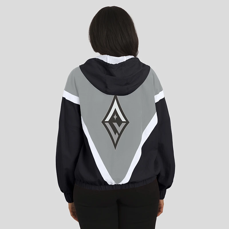 Women's WEAR by Erin Andrews Black/Gray Las Vegas Aces Colorblock Full-Zip Hoodie Windbreaker Jacket