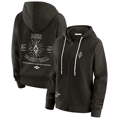 Women's WEAR by Erin Andrews Black Las Vegas Aces Vintage Full-Zip Raglan Hoodie