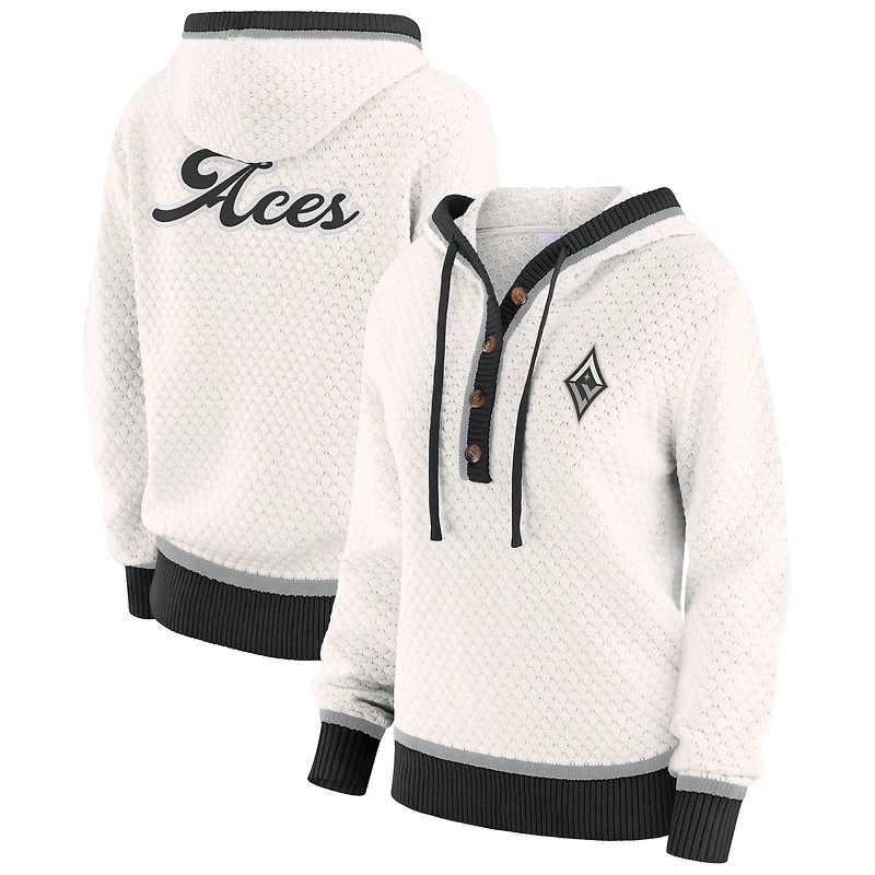 Women's WEAR by Erin Andrews Cream Las Vegas Aces Hooded Sweater