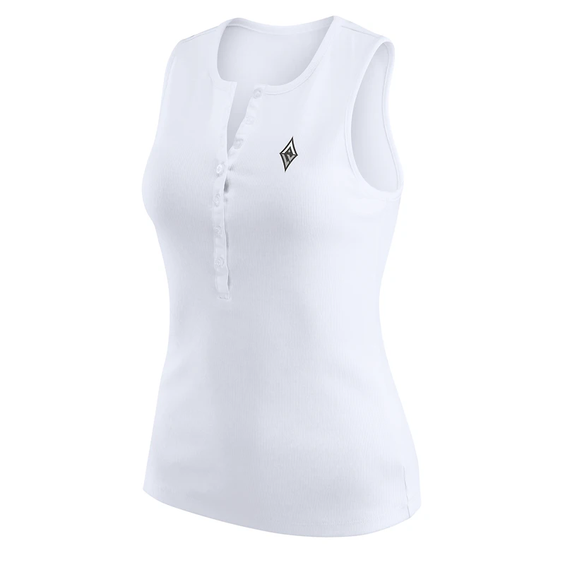 Women's WEAR by Erin Andrews White Las Vegas Aces Rib-Knit Henley Tank Top