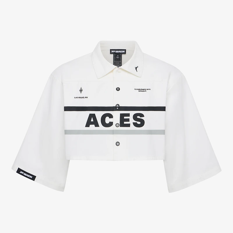 Chemise courte boutonnée en toile blanche pour femme, motif Las Vegas Aces