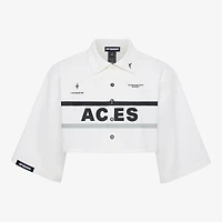 Chemise courte boutonnée en toile blanche pour femme, motif Las Vegas Aces