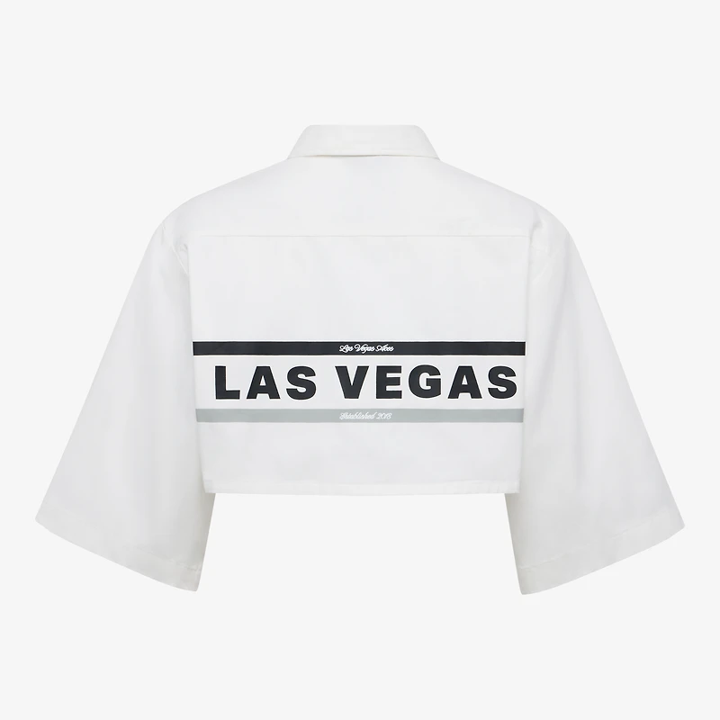 Chemise courte boutonnée en toile blanche pour femme, motif Las Vegas Aces
