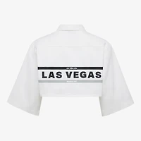 Chemise courte boutonnée en toile blanche pour femme, motif Las Vegas Aces