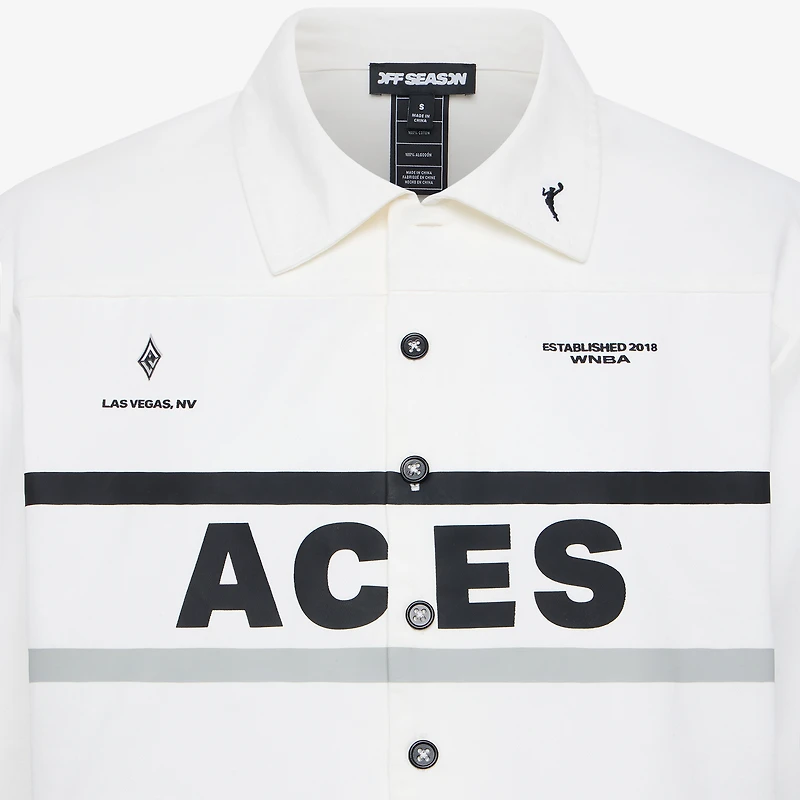 Chemise courte boutonnée en toile blanche pour femme, motif Las Vegas Aces