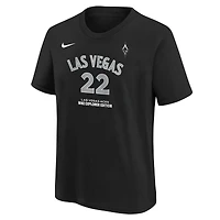 T-shirt Nike A'ja Wilson noir pour jeunes avec nom et numéro Las Vegas Aces Explorer Edition