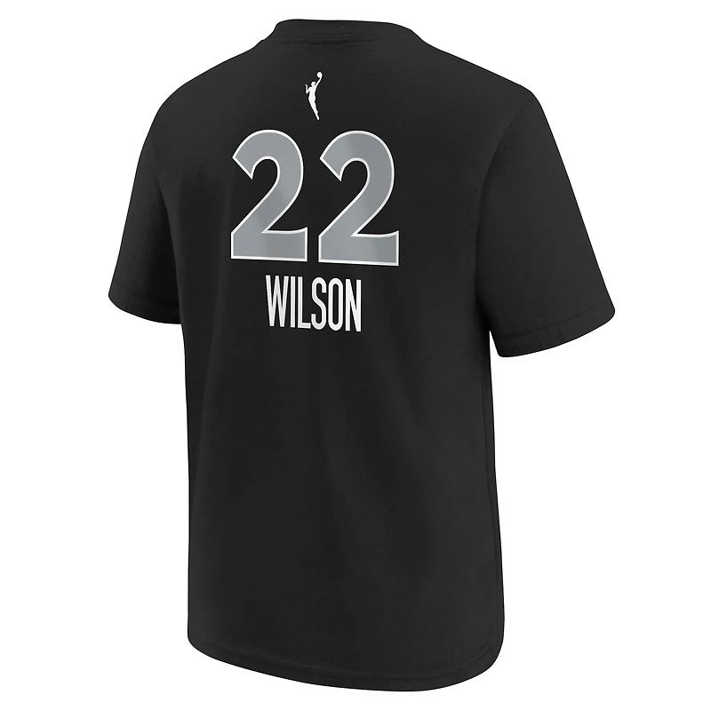 T-shirt Nike A'ja Wilson noir pour jeunes avec nom et numéro Las Vegas Aces Explorer Edition