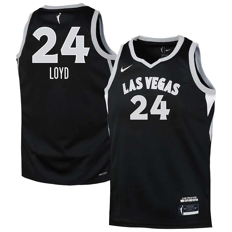 Youth Nike Jewell Loyd Black Las Vegas Aces Explorer Edition Jersey