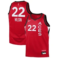 Maillot de joueur Nike A'ja Wilson rouge Las Vegas Aces Rebel Edition pour jeune