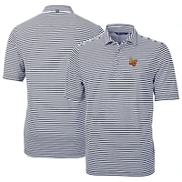 Men's Cutter & Buck Navy Las Vegas Aviators DryTec Virtue Eco Pique Stripe Recycled Polo