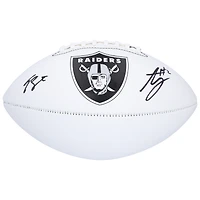 Ballon de football américain Franklin White Panel autographié par Ashton Jeanty et Geno Smith des Raiders de Las Vegas