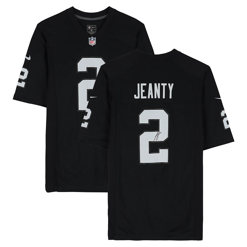 Maillot de match Nike noir autographié par Ashton Jeanty des Raiders de Las Vegas