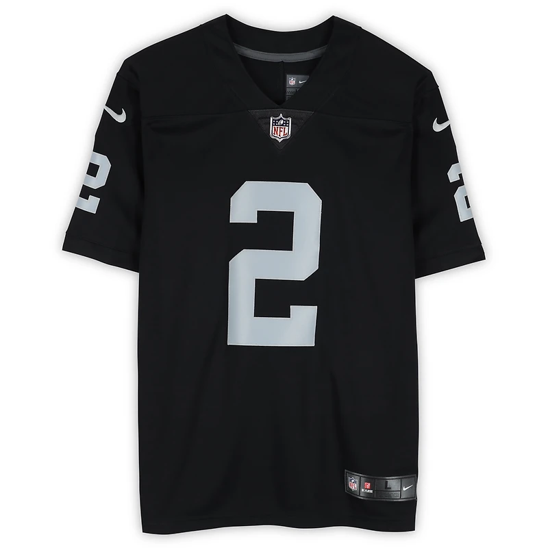 Maillot noir Nike Limited autographié par Ashton Jeanty des Raiders de Las Vegas avec inscription « 2025 #6 Pick »