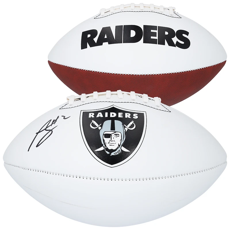 Ballon de football Franklin White Panel autographié par Ashton Jeanty des Las Vegas Raiders