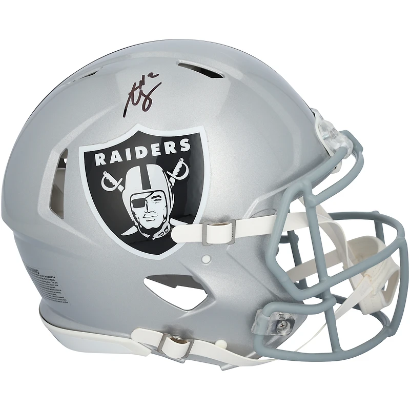 Casque Riddell Speed authentique autographié par Ashton Jeanty des Las Vegas Raiders
