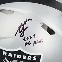 Casque Riddell Speed authentique autographié par Ashton Jeanty des Las Vegas Raiders avec inscription « 2025 #6 Pick »