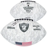 Ballon de football américain autographié par Ashton Jeanty des Las Vegas Raiders, hommage au service Wilson 2024
